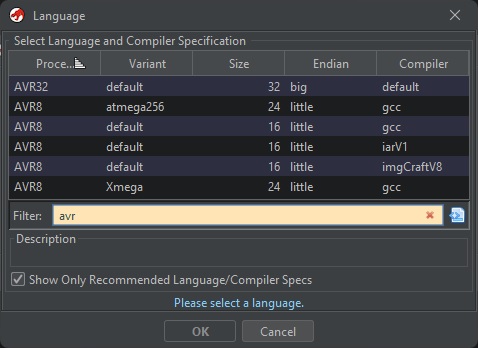 Ghidra AVR Languages